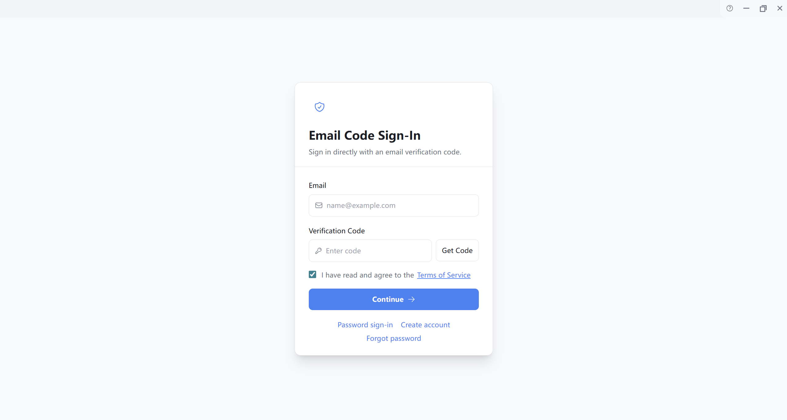 Verification code sign-in